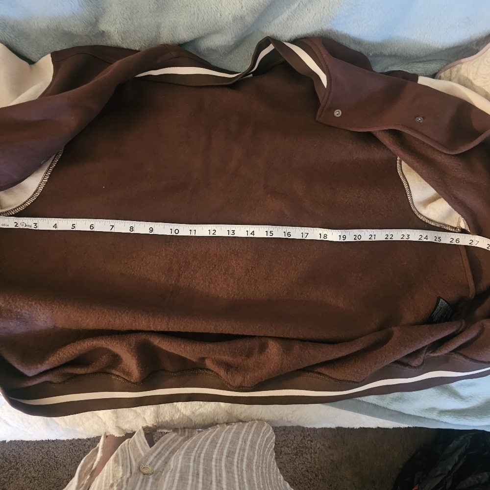 Divided Brown and Cream Varsity Jacket Classic Collegiate Style - Picture 10 of 13